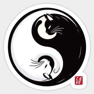 Yin Yang Couple Love Cats: Valentine Sticker